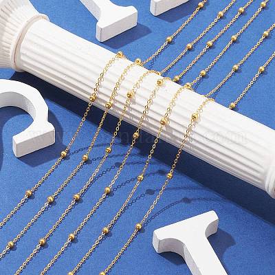 Латунные плоские овальные цепочки с круглыми бусинами CHC-YW0001-07-1