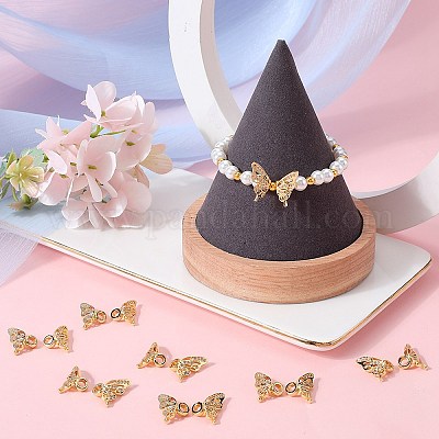 10 комплект латунных подвесок с микропаве из прозрачных кубических цирконий KK-SC0004-15-1