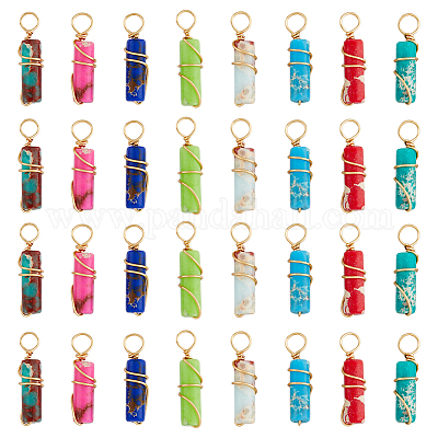 40шт 8 цвета окрашенные подвески из синтетической императорской яшмы PALLOY-AB00106-1