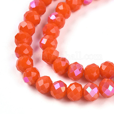 Гальванизировать непрозрачные сплошной цвет стеклянные бусы пряди EGLA-A044-P6mm-L03-1-1