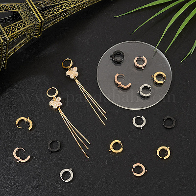 16 шт. 4 цвета фурнитура для сережек-колец из нержавеющей стали 304 STAS-WR0001-15-1