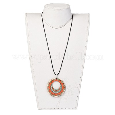 Деревянные подвесные ожерелья NJEW-JN02326-M-1