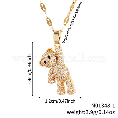 Элегантные модные латунные сверкающие прозрачные кубические цирконии мини-подвеска в виде медведя ожерелья для ключицы для женщин DD6983-1