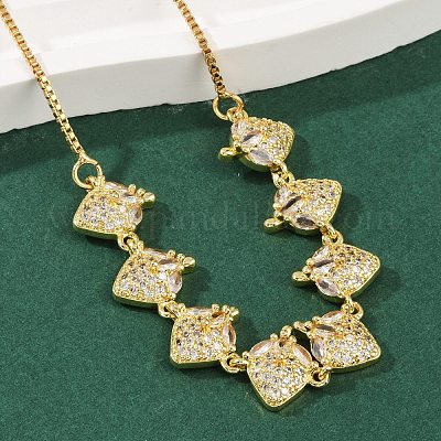 Латунные микропаве прозрачные кубические цирконии фруктовые нагрудники ожерелья NJEW-F342-01A-G-1