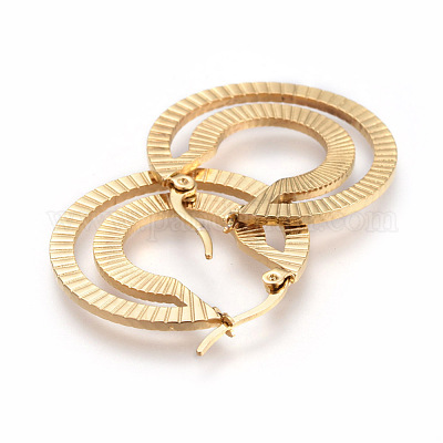 201 серьги-кольца из нержавеющей стали EJEW-A054-15G-1