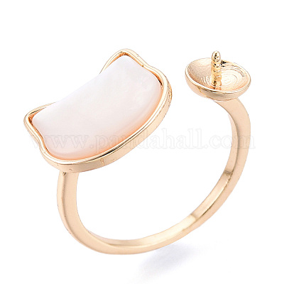 Закрепки для манжет в форме кошачьей раковины из латуни KK-T076-65G-1