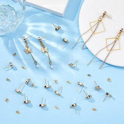 30 шт. латунные серьги-гвоздики KK-HS0001-72A-1