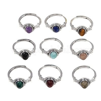 Кольца из натурального драгоценного камня RJEW-A084-03P-1