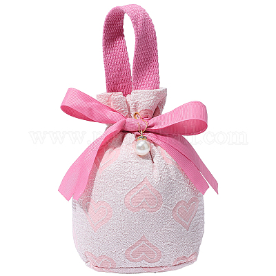 Подарочные пакеты с принтом в виде сердца из ткани для украшений на завязках ABAG-WH20015-11-1