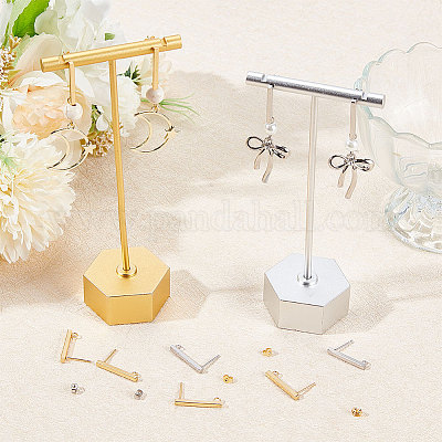 60 шт. 2-цветная прямоугольная фурнитура для сережек-гвоздиков из нержавеющей стали 304 STAS-BBC0002-46-1