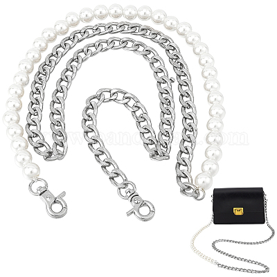 Wholesale WADORN 1Pc Plastic Imitation Pearl Beaded Bag Handles 