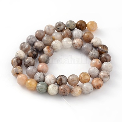 Натуральный бамбук лист агата стренг круглый шарик X-G-M248-8mm-04-1