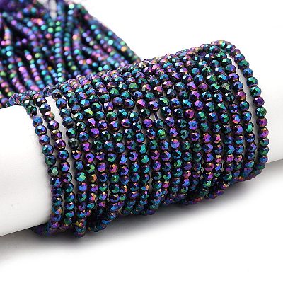 Стеклянные бусины с гальваническим покрытием  GLAA-H021-01B-FP11-1