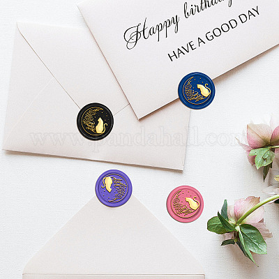 Латунная восковая печать штамп с ручкой AJEW-WH0184-0489-1