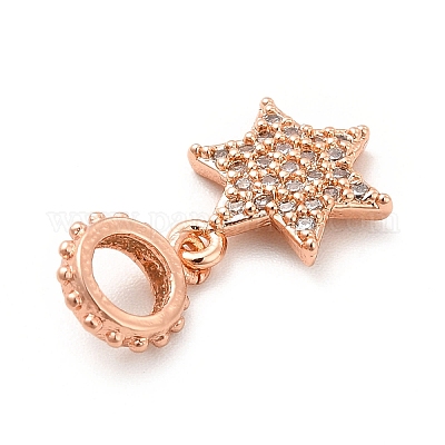 Реечное покрытие латунь микро паве кубический цирконий европейские подвески с подвесками KK-K270-11RG-1