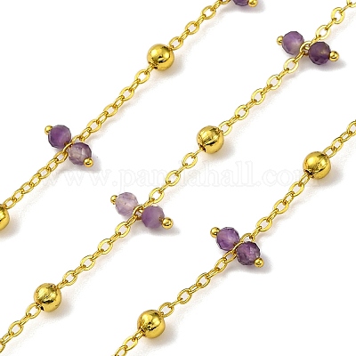 Цепочки из граненых натуральных аметистов ручной работы из бисера CHC-L050-02G-09-1