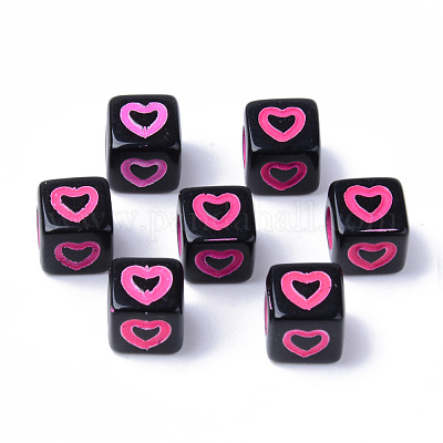 Непрозрачные черные акриловые европейские бусины MACR-S273-51D-02-1