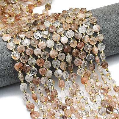 Нити бусин из рутилированного кварца из натурального черного золота G-C116-A45-02-1