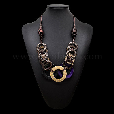 Кокосовые кольца и деревянные ожерелья-нагрудники для женщин FS-WG9909F-01-1