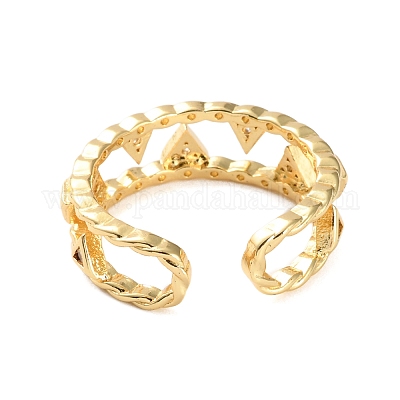 Открытые манжеты из латуни с микро-паве и кубическим цирконием для женщин RJEW-U026-05G-04-1