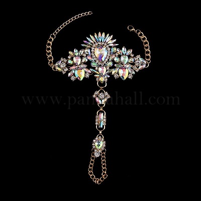 Модные браслеты на пальцы ног из сплава и акрила с цветочным принтом и стразами для пляжной вечеринки WGAEED0-02-1