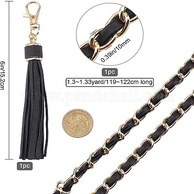 Wholesale GORGECRAFT Black and Gold Purse Chain Strap Leather