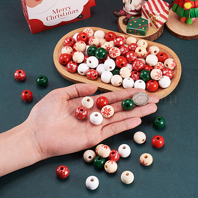 140 шт. В 7 стилях расписные европейские бусины из натурального дерева WOOD-TA0001-65-1