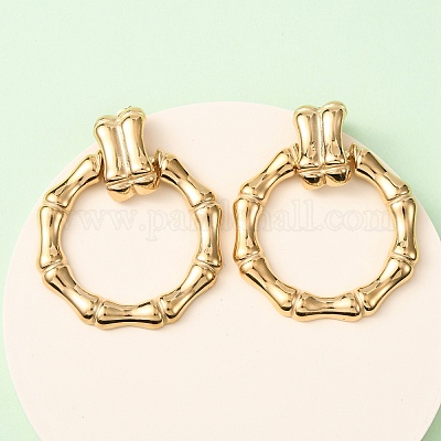 Серьги-гвоздики из бамбука из нержавеющей стали 304 EJEW-K268-80G-1