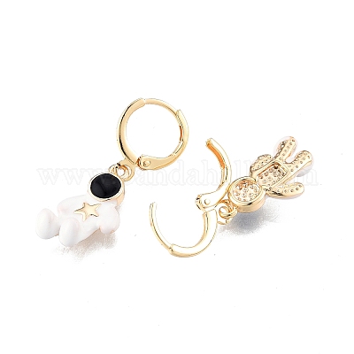 Эмалированные серьги-космонавты с защелкой EJEW-N012-100-1