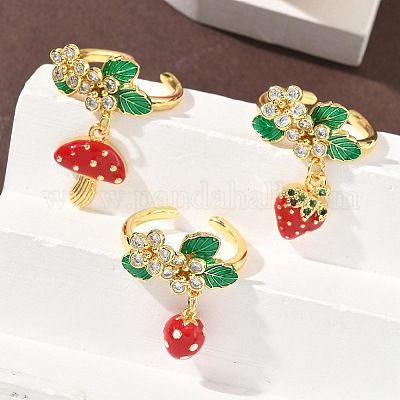 Латунные микро проложить манжеты кольца кубического циркония RJEW-A069-04G-1