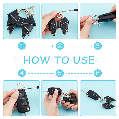 Брелок для ключей ручной работы с милым бантом KEYC-WH0004-61KCG-02-1