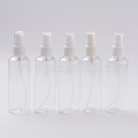 プラスチックスプレーボトル  細かいミストスプレーとダストキャップ付き  詰め替え式ボトル  透明  14.3x3.95cm  容量：約125ml（4.23液量オンス） AJEW-XCP0001-15-1