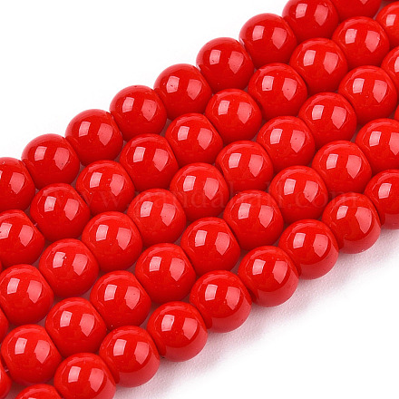 Opaque Solid Color Glass Beads Strands GLAA-T032-P4mm-04-1
