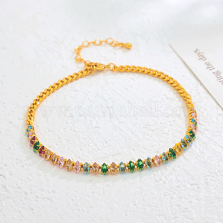 Вечные латунные браслеты для ног с подвеской в виде лошадиного глаза из кубического циркония для женщин CC7151-3-1