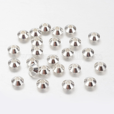 真鍮製スペーサービーズ  双円錐形  銀色のメッキ  直径約4mm  穴：1mm EC008-S-1