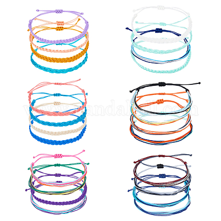 Fibloom 6 ensembles de bracelets à cordon tressé en nylon de 6 styles BJEW-FI0001-34-1