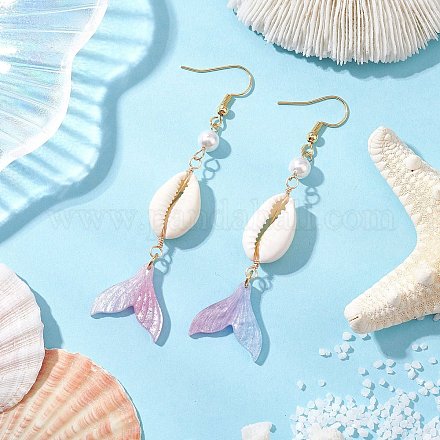 Оболочки жемчужные болтающийся серьги EJEW-TA00626-1