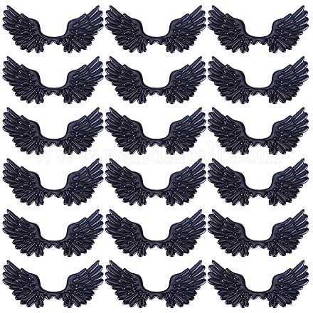 Gorgecraft 50 個 pu レザー装飾アクセサリー  エンボス加工の天使の羽  ブラック  38x69x1.3mm DIY-GF0007-95-1