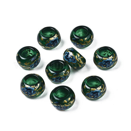 Perline di rondelle in acrilico trasparente con stampa floreale TACR-S160-01-C01-1