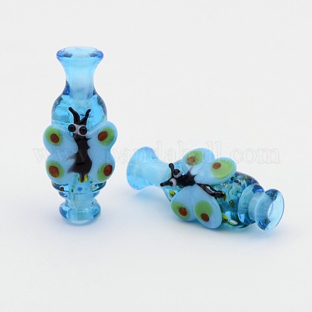 Handmade Lampwork 3D Vase with Butterfly Big Beads LAMP-L047-01-1