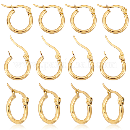 Unicraftale orecchini a cerchio d'oro 12 paio di orecchini a cerchio ipoallergenico orecchino a cerchio in acciaio inossidabile 1x0.7mm pin orecchini a cerchio set earwires componenti per le donne orecchino EJEW-UN0001-05-11G-A-1