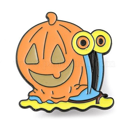 Halloween schreckliche Kürbisschnecken-Legierungs-Email-Pin-Broschen AJEW-Z023-08EB-1