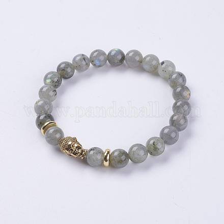 Natural Labradorite Beads Stretch Bracelets BJEW-E325-D13-1