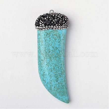 Corne italienne turquoise synthétique gros pendentifs G-K098-02-1
