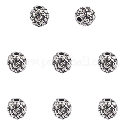 8 шт. ретро-бусины в форме черепа из нержавеющей стали 316 STAS-UN0060-08-1