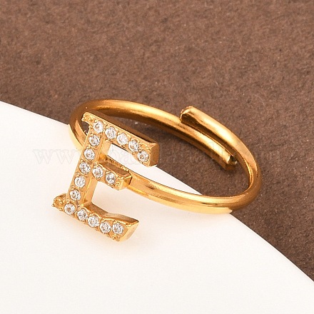 Открытые кольца-манжеты из нержавеющей стали 304 с микропаве из кубического циркония RJEW-D336-01G-07-1