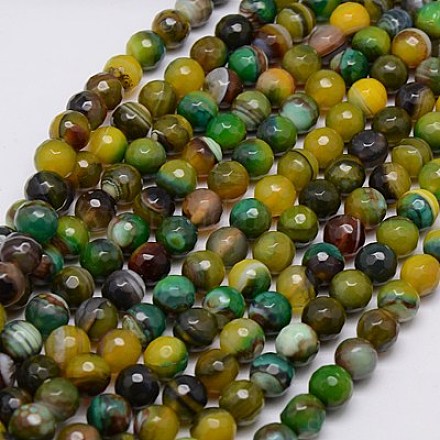 Chapelets de perles en agate à rayures naturelles/agates à bandes G-G581-8mm-24-1