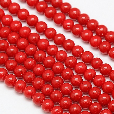 Eco-Friendly Round Baking Paint Glass Beads Strands HY-A003-4mm-RV26-1
