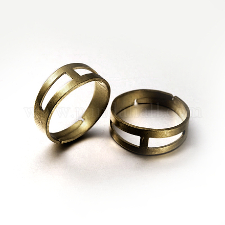 Joya de diy componentes anillos de dedo de bronce ajustable KK-M124-AB-NR-1