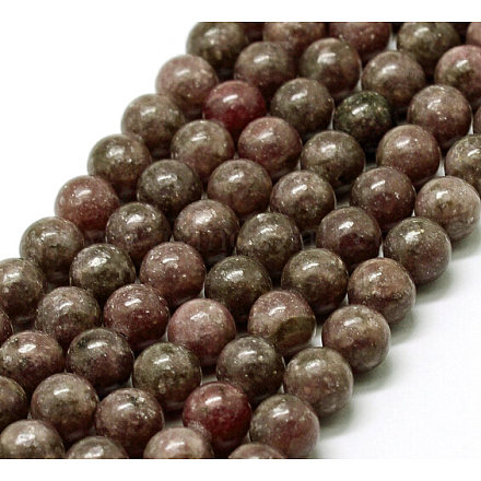 Lépidolite naturelle / mica mauve perles de rocaille G-P257-01-10mm-1
